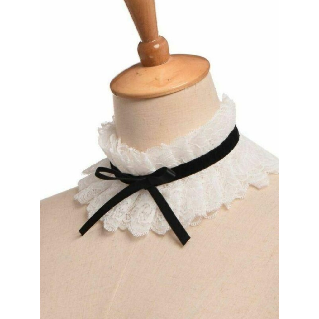 Retro Court Style Fake Collar White Lace Bow Decorative Collar Princess ...