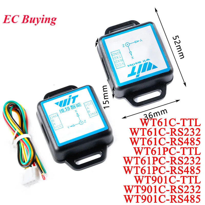 WT901C WT61PC WT61C to RS485/232/TTL 9/6 Axis IMU Sensor Tilt Angle ...