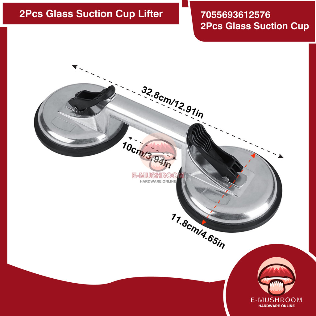 Aluminum Alloy 2Pcs Glass Suction Cup Lifter Heavy Duty Double Rubber ...