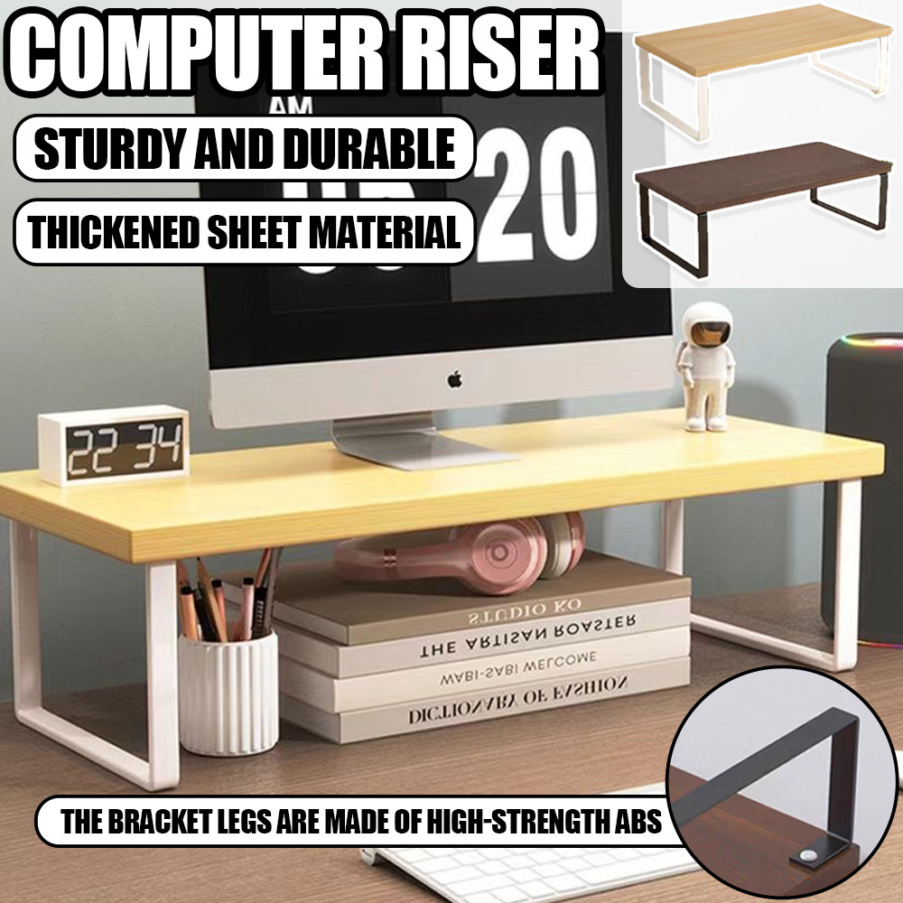 Computer Monitor Stand Wooden Desktop PC Rack Monitor Riser Stand ...