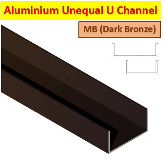 MB Aluminium Unequal U Channel Frame Profile Dark Bronze Color Aluminum ...