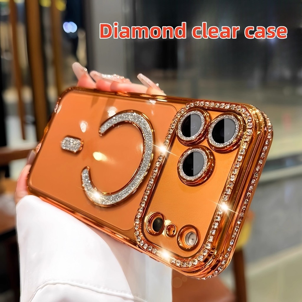 Plating bling diamond magnetic Soft Case for iPhone 17 Air 16 15 14 Pro ...