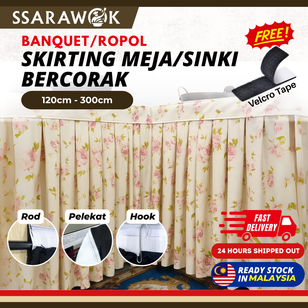SSARAWOK Langsir Kabinet Dapur Ropol Bercorak Sink Kitchen Curtain ...