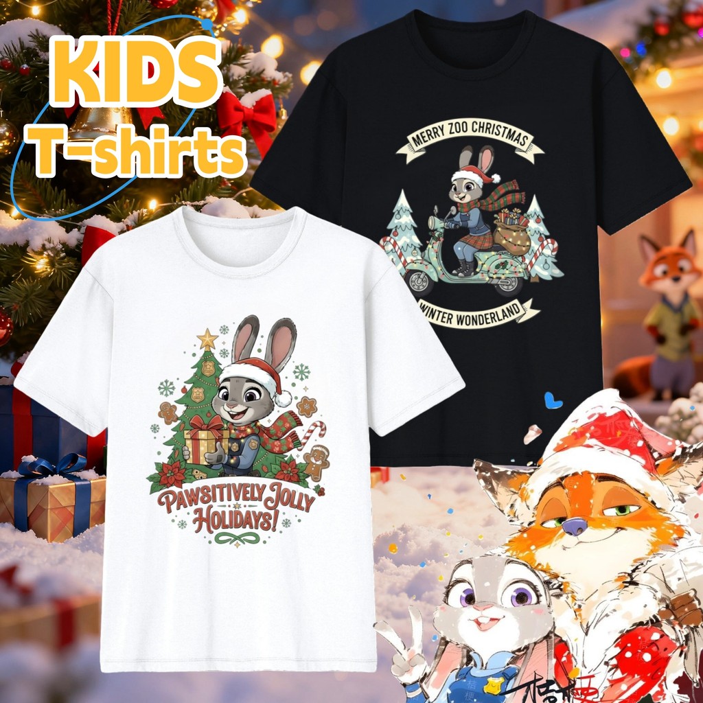KIds Christmas Zootopia Judy Tshirt Disney 100Cotton unisex Children