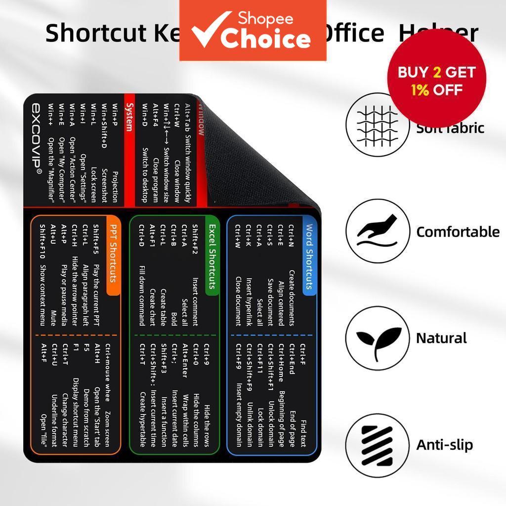 New Office Shortcut Key Mouse Pad - Soft, Lock Edge, Non-Slip ...