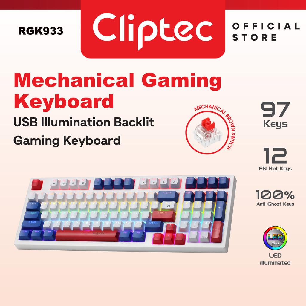 Cliptec RGK933 USB Mechanical Illumination Backlit Gaming Keyboard ...