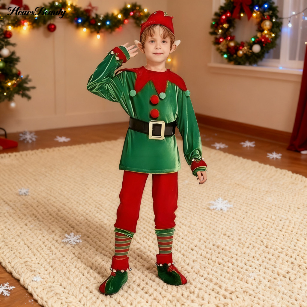 Cute Christmas Elf Dress for Girls Children Christmas Playtime Attire ...
