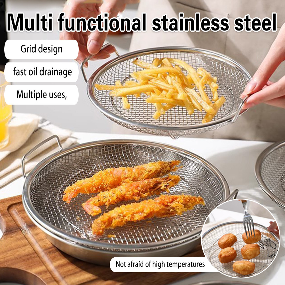 1 Set Kitchen Oil Strainer Pan Stainless Steel Frying Oil Strainer Pan ...