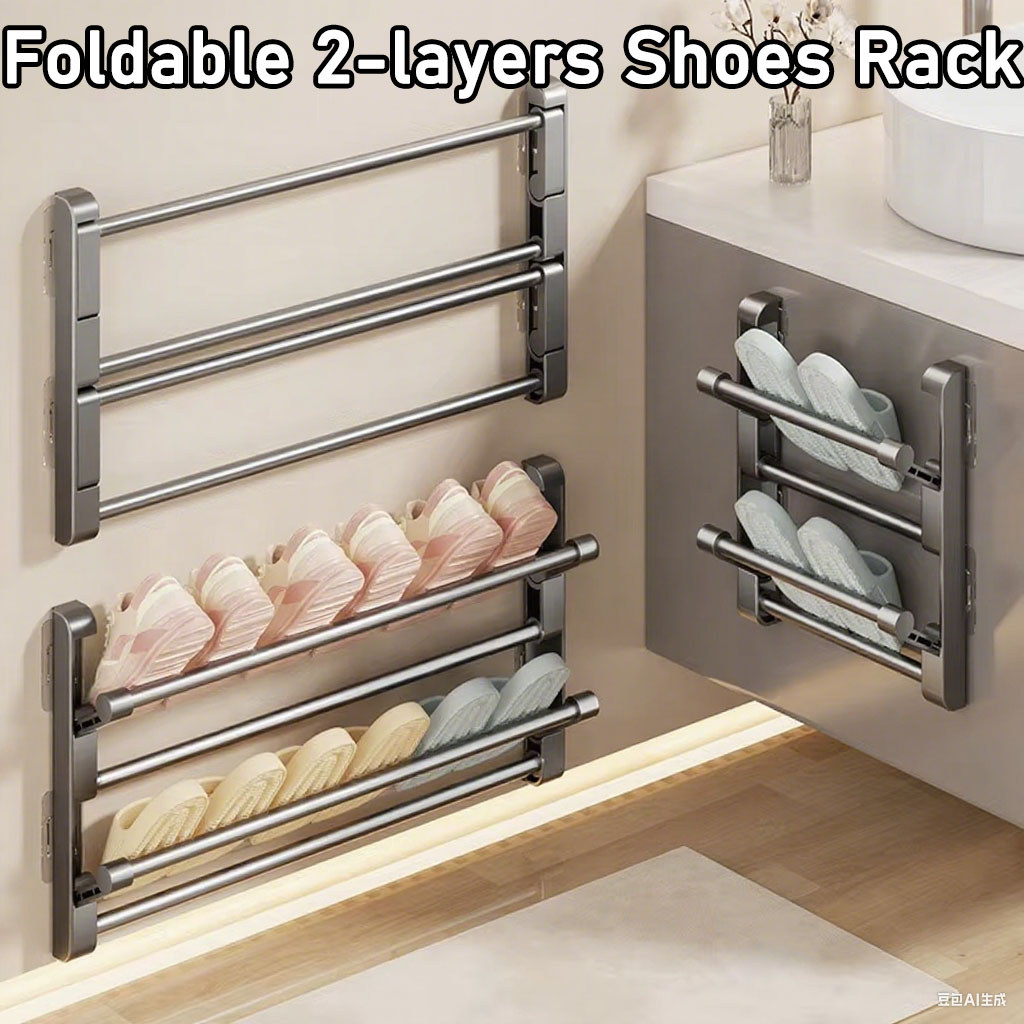 [local delivery] Bathroom slipper storage rack Wall-mounted Punch-free ...