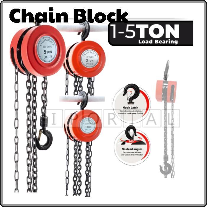 1T 2T Heavy Duty Chain Block Lifting 3 Meter HS-type Hoist Rantai Besi ...