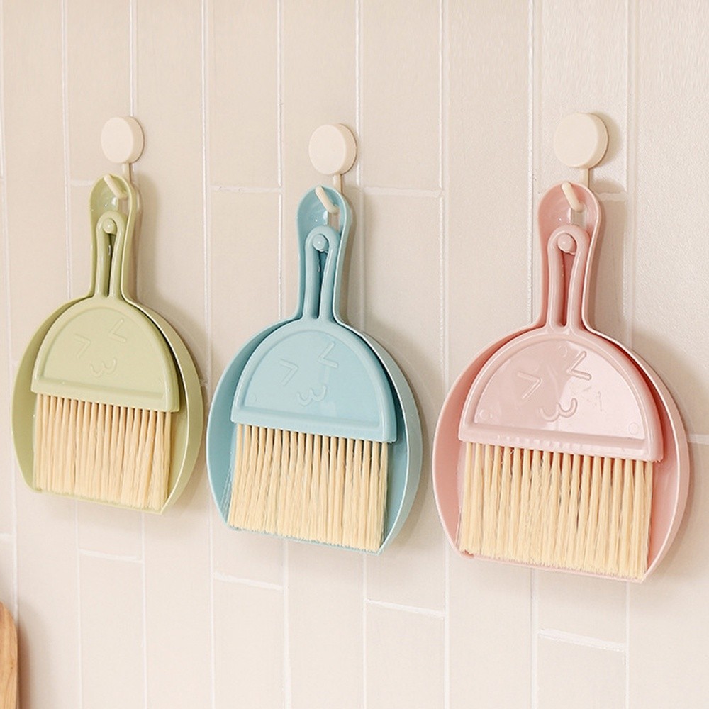 Smiling Face Cleaning Set with Dustpan Large Mini Desktop Brooms for ...