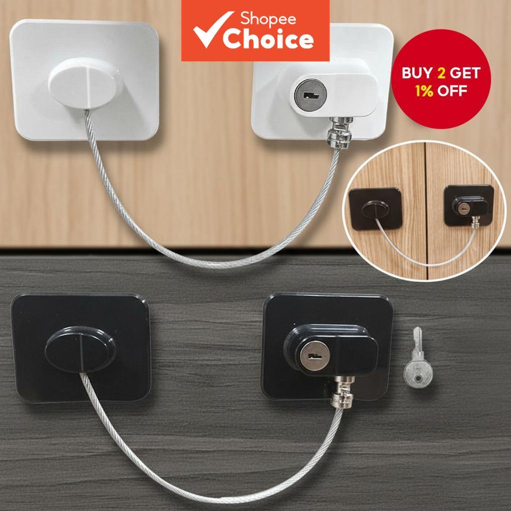 2 Set Fridge and Cabinet Locks for Children, Comes with Keys, Adhesive ...