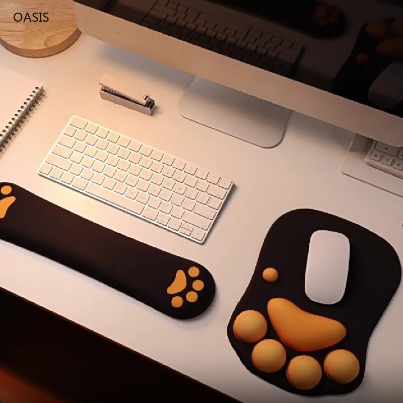 OasiaTech Cat Paw Keyboard Wrist Rest Memory Foam Cushion Non-Slip Base ...