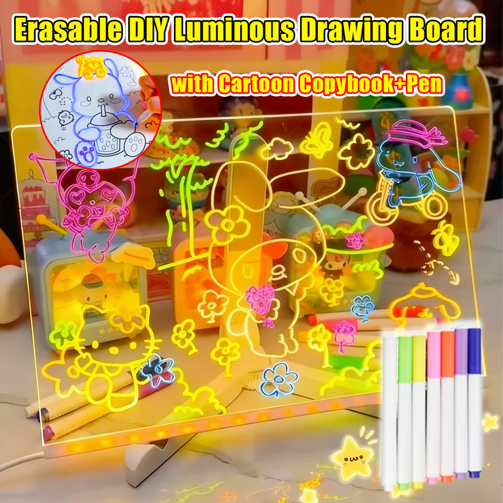 🔥‌ LED Drawing Board Luminous Writing Board Message Board ErasableFor ...