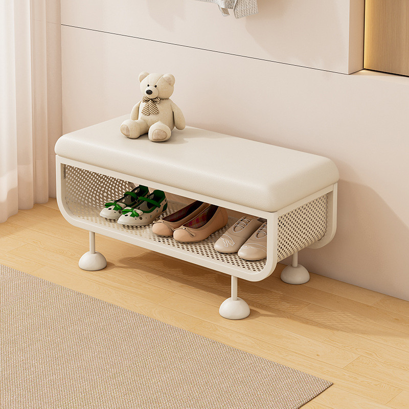 Shoe Changing Stool Bench Shoe Rack Cream Stool Storage Stool Iron ...