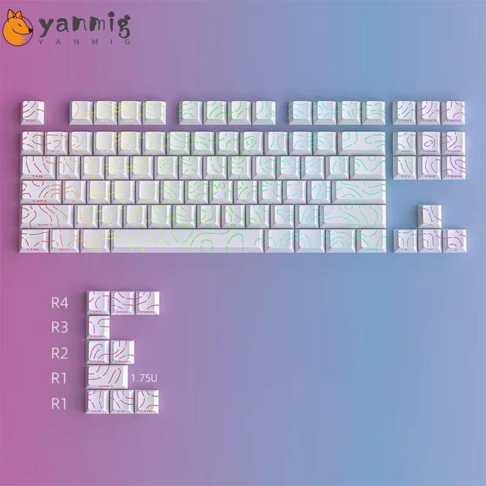 YANMIG PET Mechanical Keyboard Keycaps, 97 Keys Sidelit Light Double ...