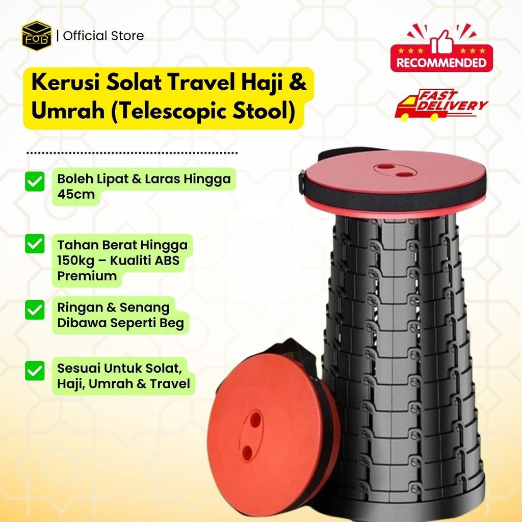 Kerusi Solat Travel Haji & Umrah – Boleh Lipat & Laras | Portable ...