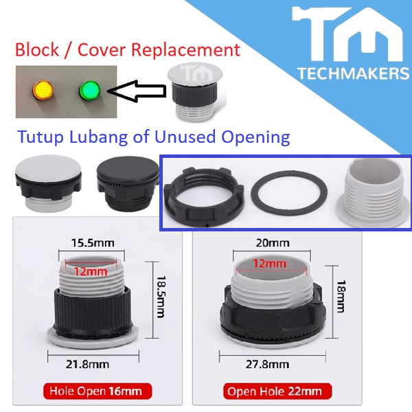 AD22 LAY37 Push Button/Pilot Lamp Cap/Cover/Blocker/Block 22mm/16mm Panel Mount LA38 Switch Waterproof Dust-Proof Cover