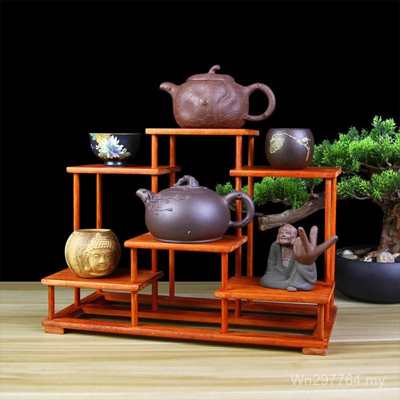 Solid Wood One-Piece Rack Bogu Rack Red Rosewood Tea Set Rack Tea Rack ...