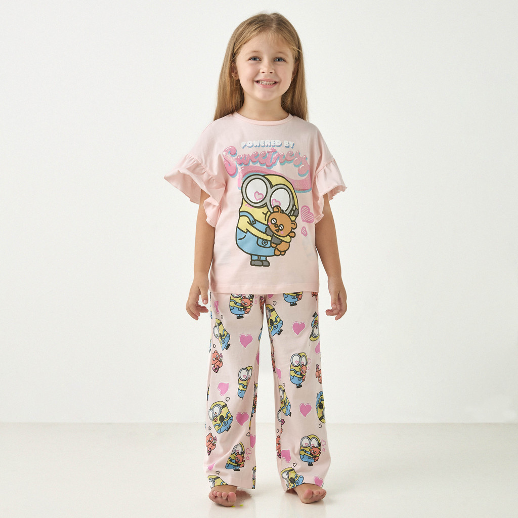 Pyjama Fille Minins 2 Pièces Rose - Taille 7-8 Ans (Bon état)