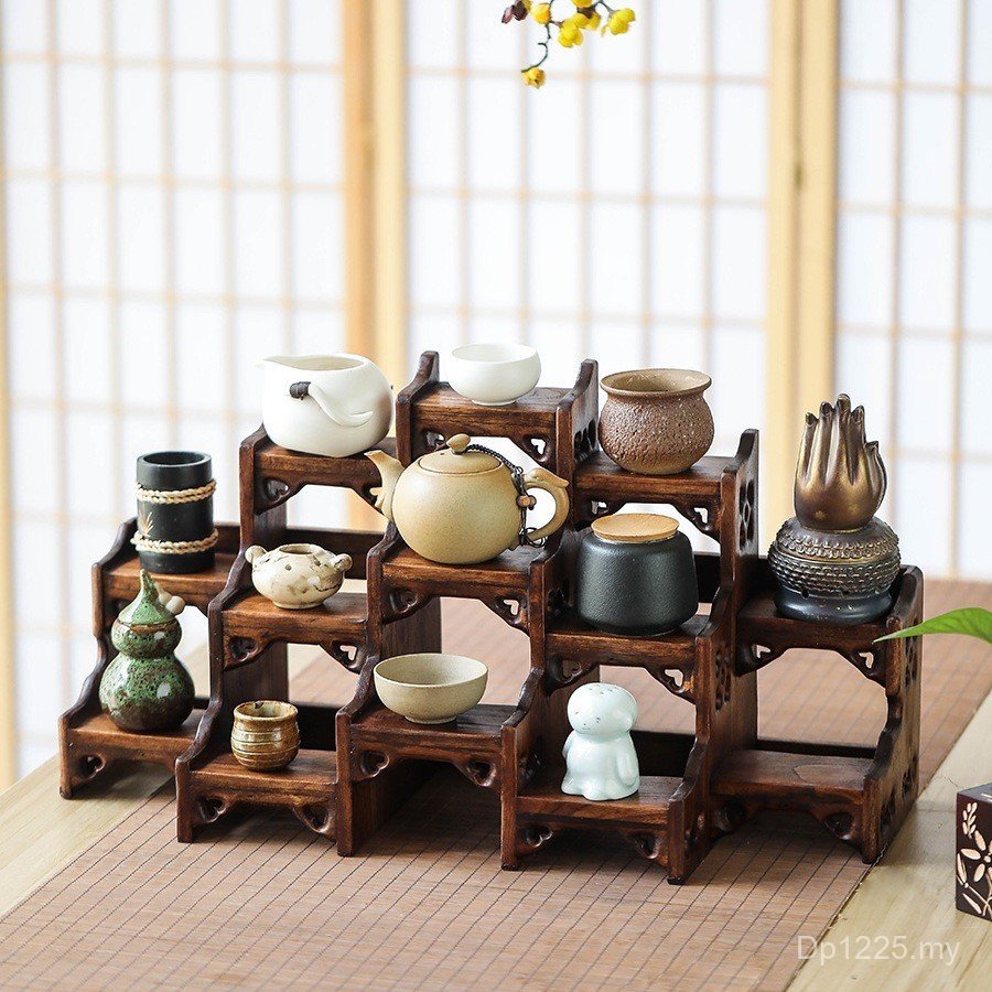 Teapot Shelf Tea Set Teacup Display Rack Solid Wood Placement Rack ...