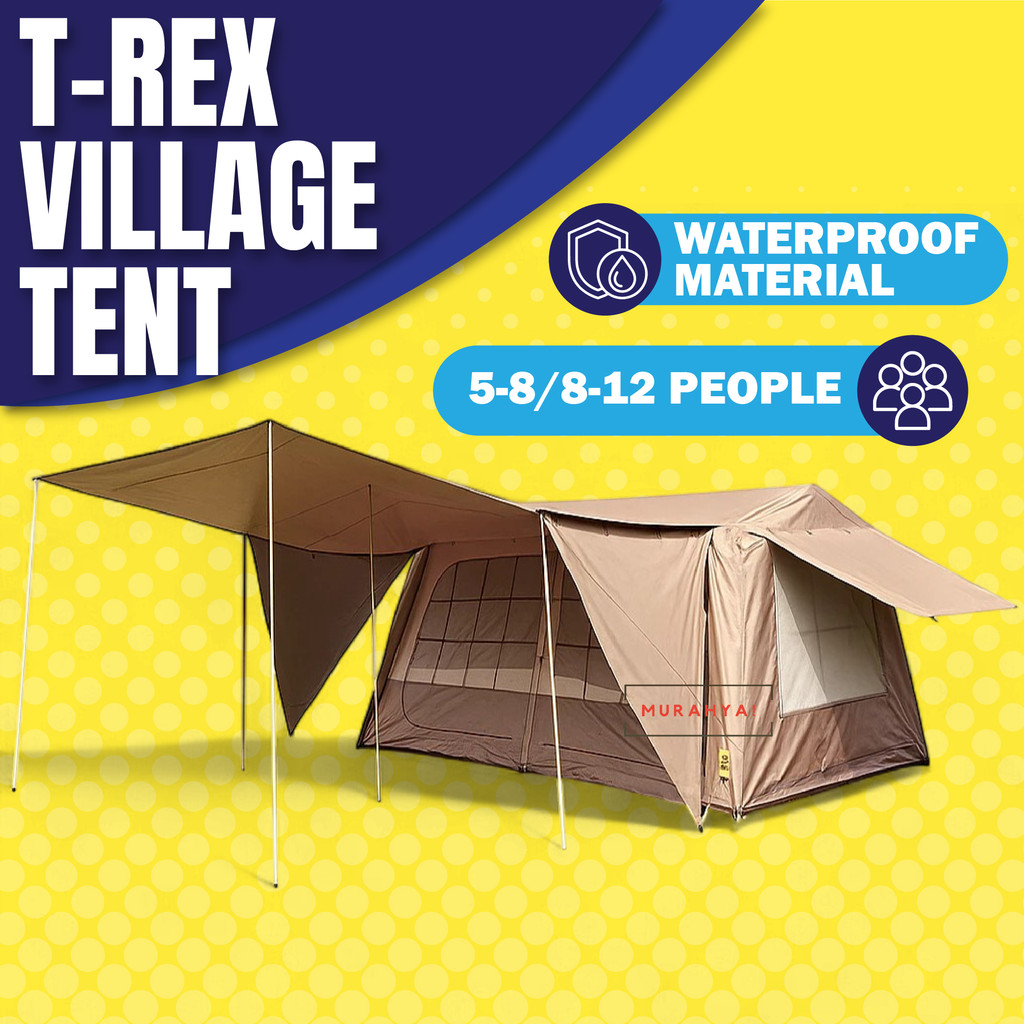 Khemah Camping Luxury Tent Village L3.0 Family Tent Waterproof Extended ...
