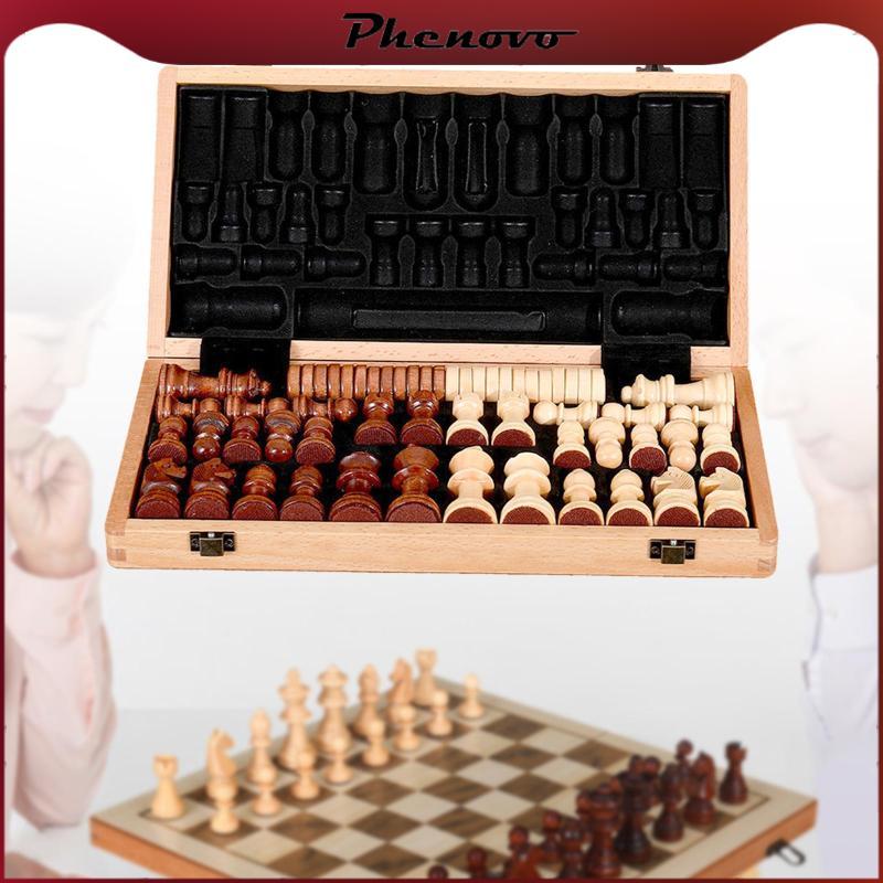 [Phenovo] Chess Game Set, Family Board for Beginners, Wooden Travel ...