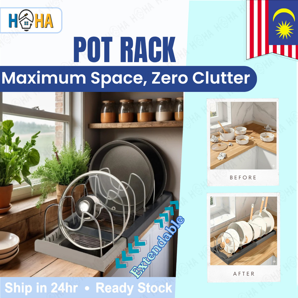 6 Slot Pot Adjustable Pot, Lid, Chopping Board Holder Stainless Steel ...