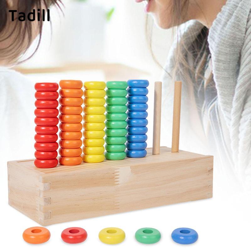 Tadill Wooden Stacking Rings 7 Pegs Fine Motor Skill Ring Stacker for ...