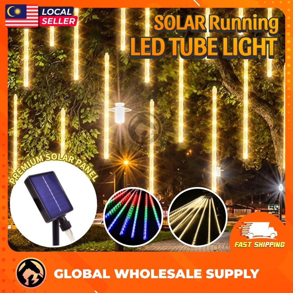 SOLAR 50CM Tube Meteor Running Light Meteor Light Effect Shower Rain ...