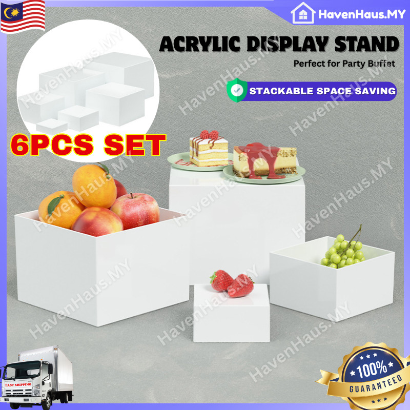 【Local】6PCS White Acrylic Buffet Display Boxes Food Risers Party ...