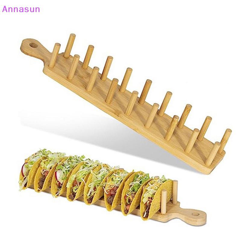 Annasun Bamboo Taco Holders Holds 8 Tacos Each Taco Tray Multi-Use Food ...