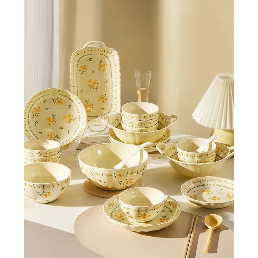 Spring Day Design Set Ceramic Tableware Dinnerware Set Dinner Plate ...