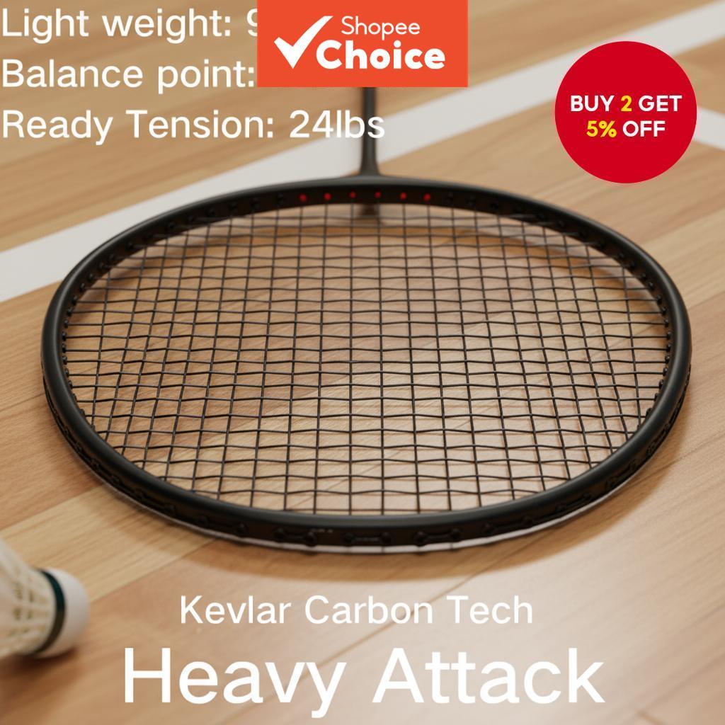 Durable 24 Lbs Full Carbon Fiber Single Badminton Racket for Training ...