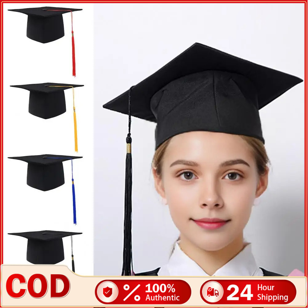 University Graduation Academic Hat Unisex Mortarboard Cap with Tassel ...