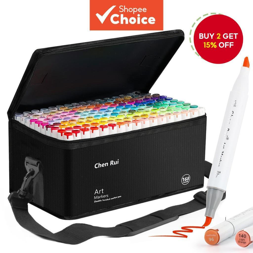 Chen Rui 48-180 Colors Dual Tip Art Marker Set - Brush & Chisel ...