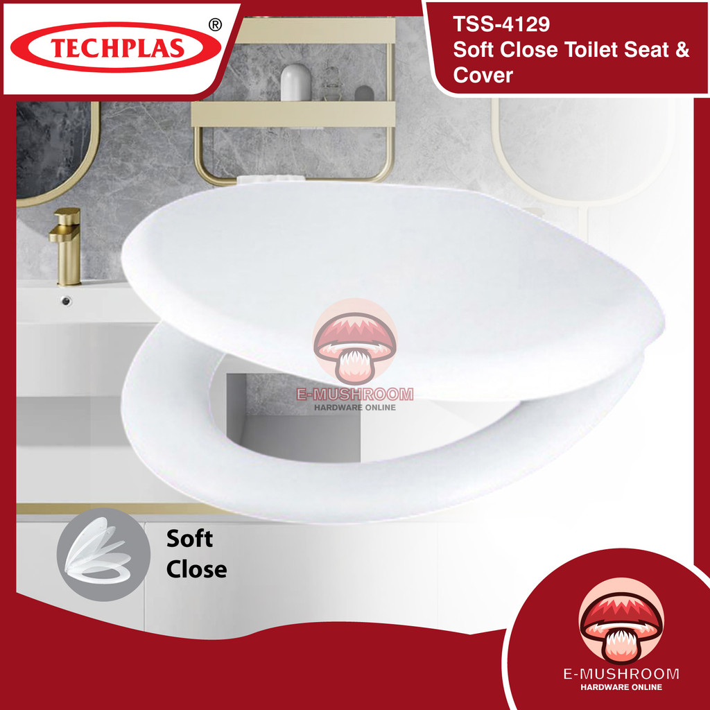 Techplas Elite White M/D Soft-Close Toilet Seat Cover (Model TSS-4129 ...