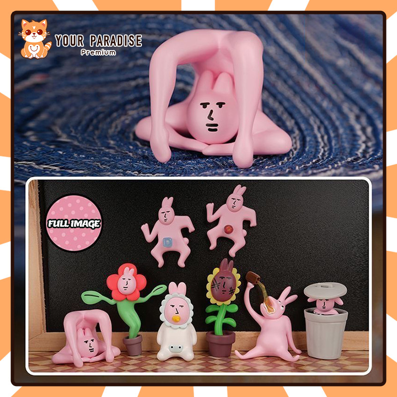 Pink abstract rabbit mini funny blind box set figure toys cartoon room ...