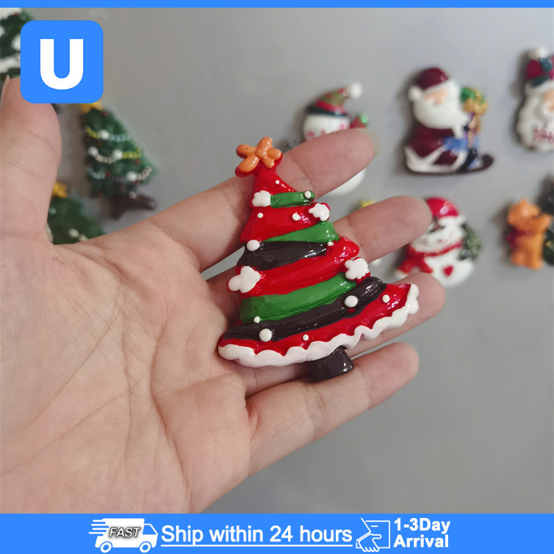 Christmas Refrigerator Sticker Santa Claus Snowman Christmas Tree ...