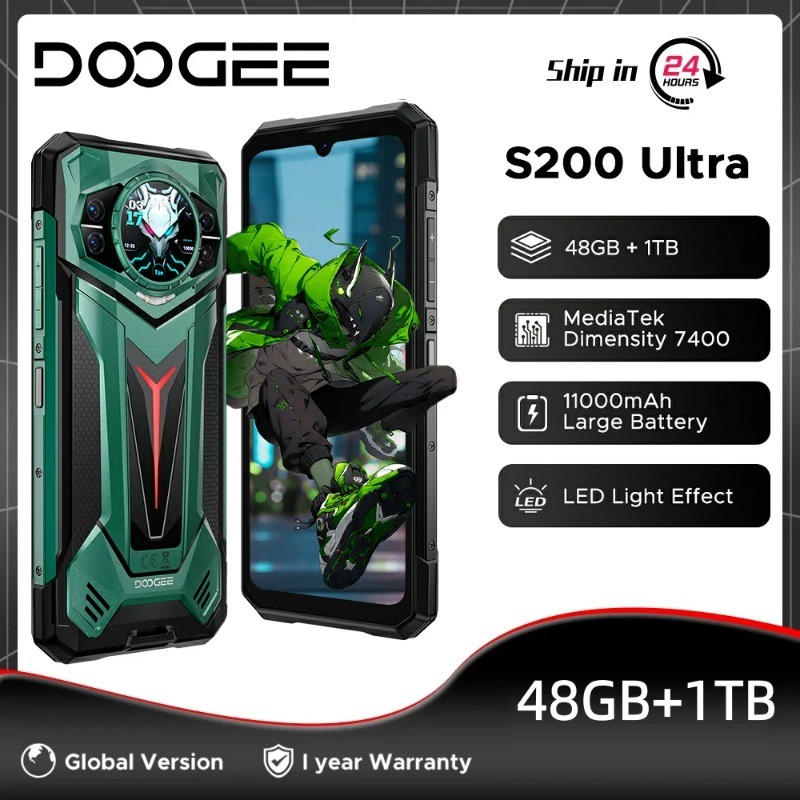DOOGEE S200 Ultra 5G – Doppio Schermo AMOLED, 48GB RAM, 1TB + 2TB, Batteria 11000mAh, Ricarica 66W, IP69K