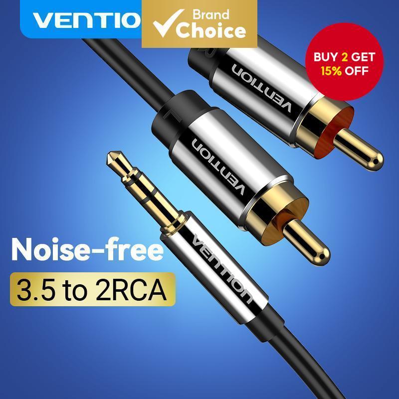 Vention Cable 3.5mm to 2RCA AUX Gold-plated Stereo Y-Splitter Male to ...