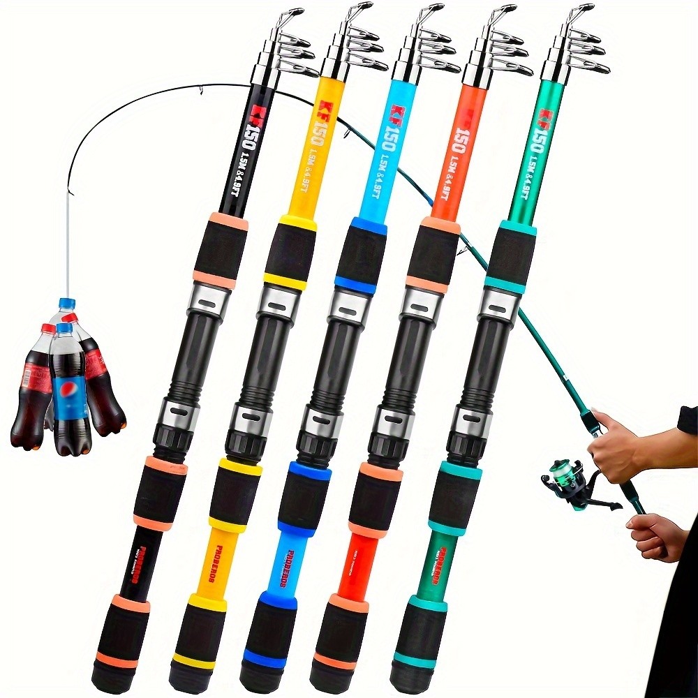 Telescopic Fishing Rod 4.9ft/5.6ft Heavy-Duty Fiber Baitcasting Pole ...