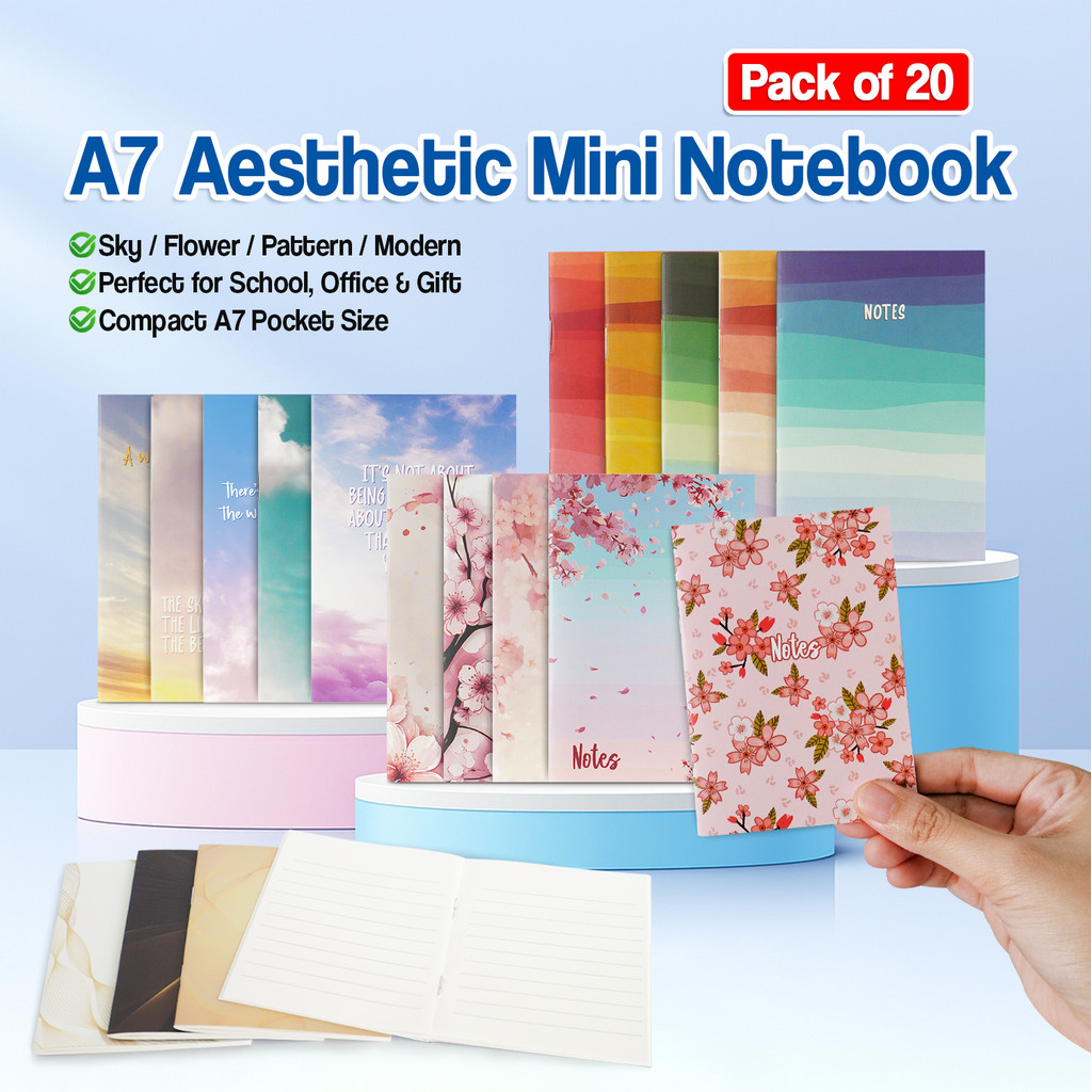 VCR A7 Aesthetic Mini Notebook 20pcs Cute Pocket Notepad 40 Pages Sky ...