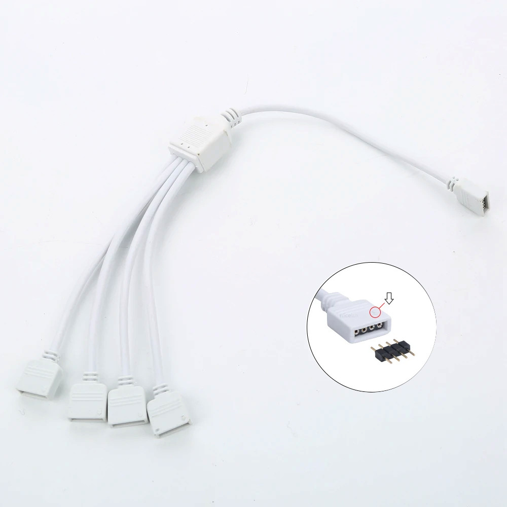 4PIN RGB Splitter Cable Connector Lighting Connector Wire 1 To 2 3 4 ...