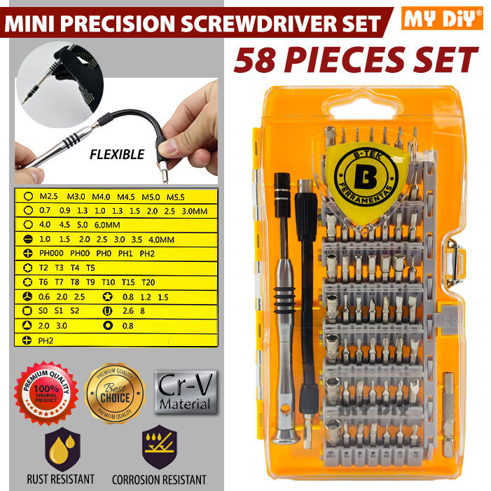 B-Tek 58pcs Multipurpose Mini Precision Screwdriver Set Pemutar Skru ...