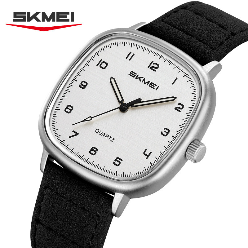 SKMEI 2586 Gold Dial Black Leather Band Casual Dress Watch for fashion ...
