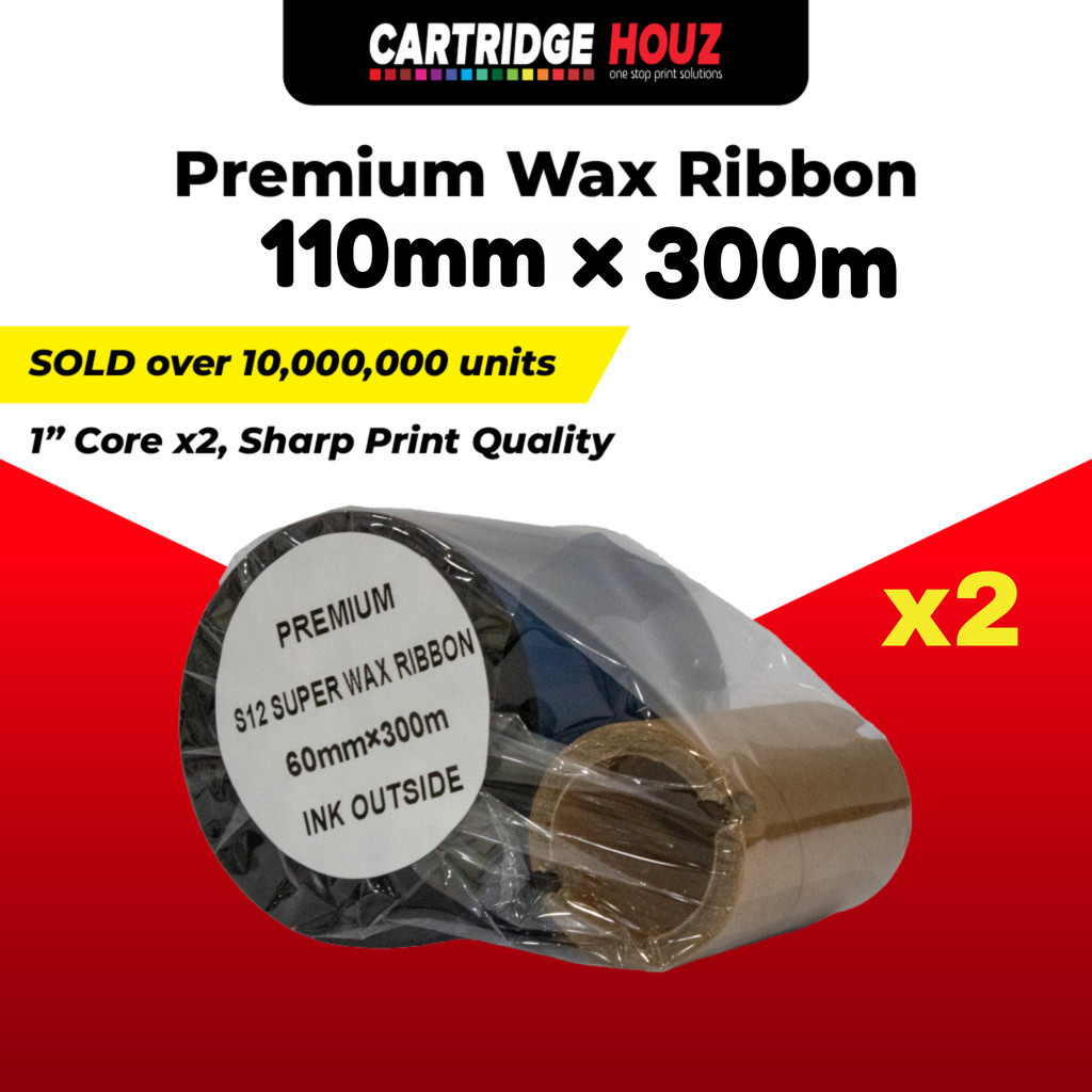 110mm x 300m ( 2 units ) Wax Barcode Ribbon Thermal Transfer Printer ...