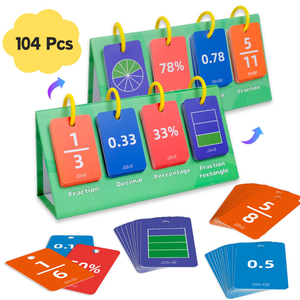 104Pcs Fraction Percentage & Decimal Educational Math Cards for ...