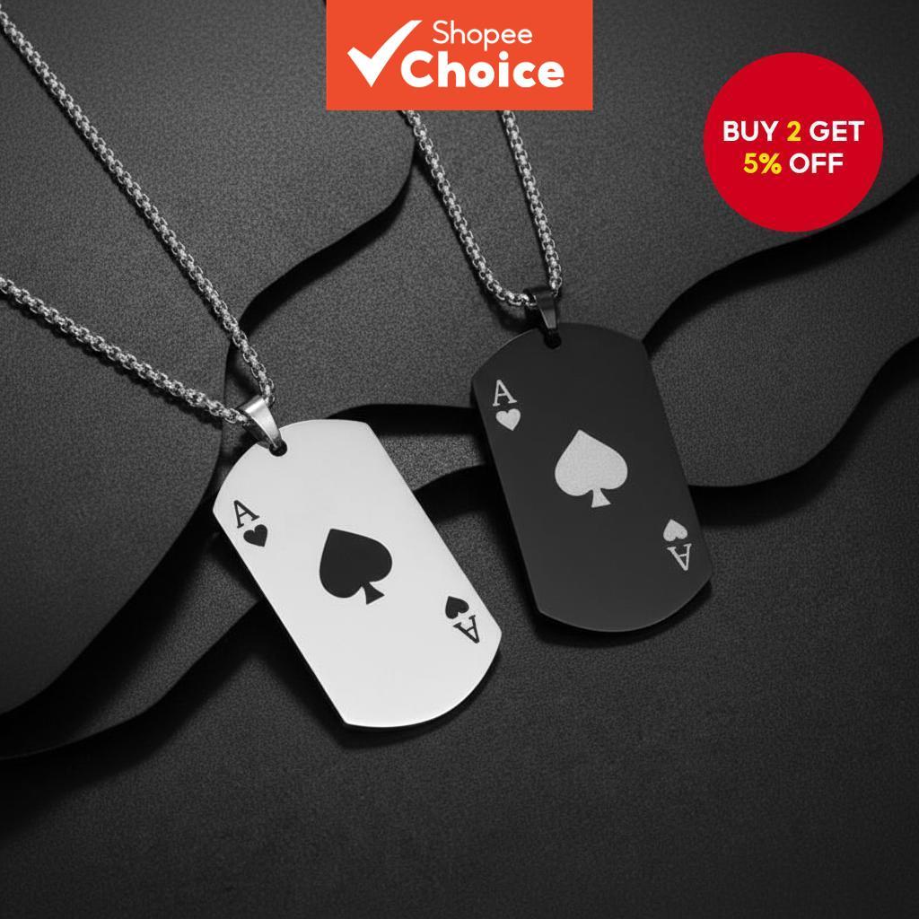 Spade Ace Pendant Necklace, Unique Stainless Steel Men's Fashion ...