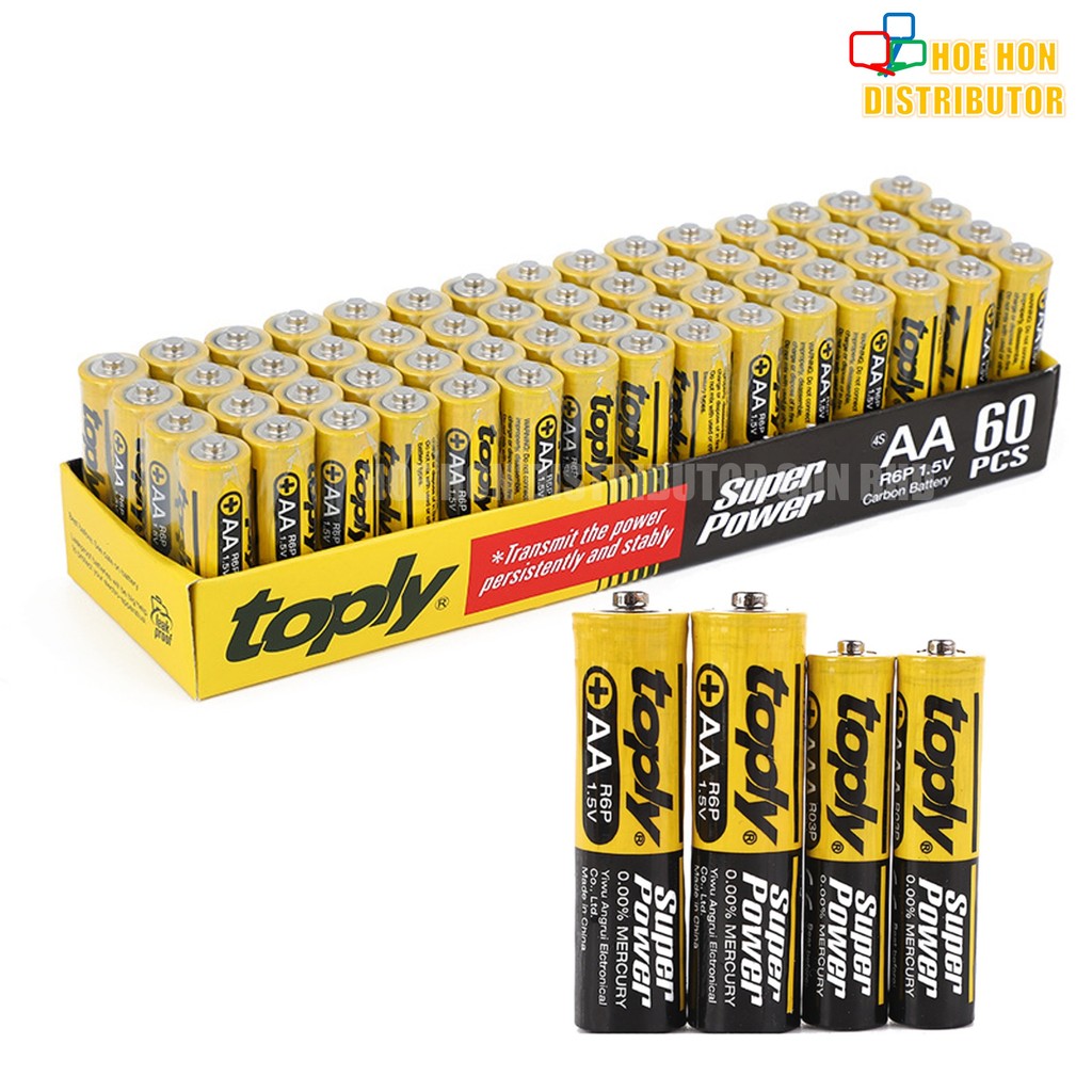 Toply Super Power Carbon Battery AA AAA 4pcs 1.5V Batteries Bateri ...